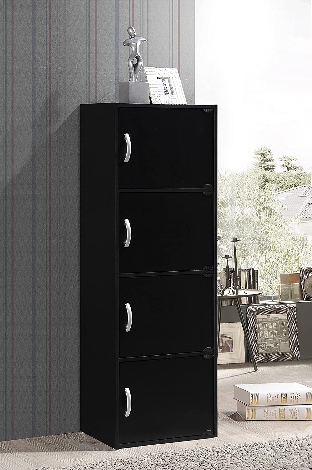 Bookshelf: 4-Shelf Bookcase Cabinet