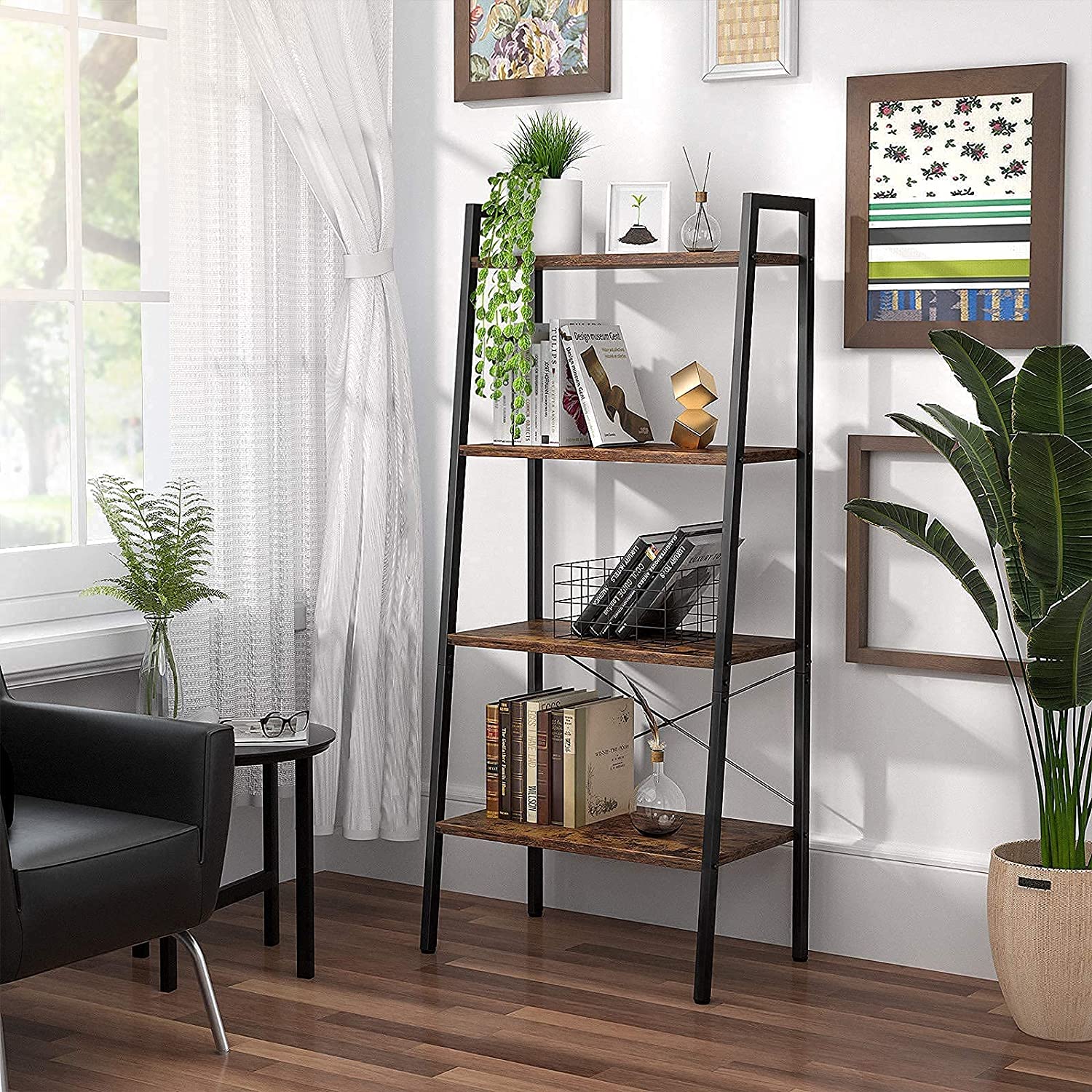 Bookshelf: 4-Tier Ladder Bookshelf for Living Room
