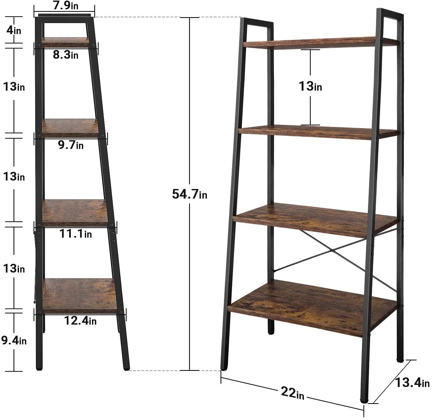 Bookshelf: 4-Tier Ladder Bookshelf for Living Room