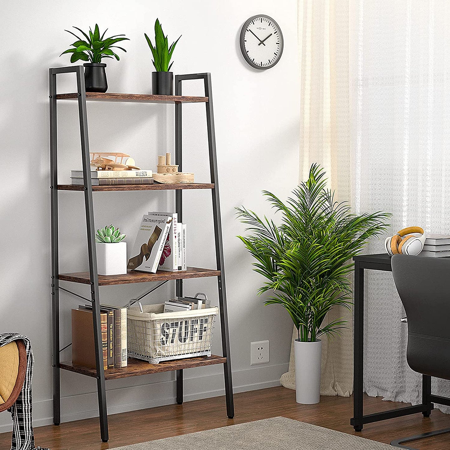 Bookshelf: 4-Tier Ladder Bookshelf for Living Room