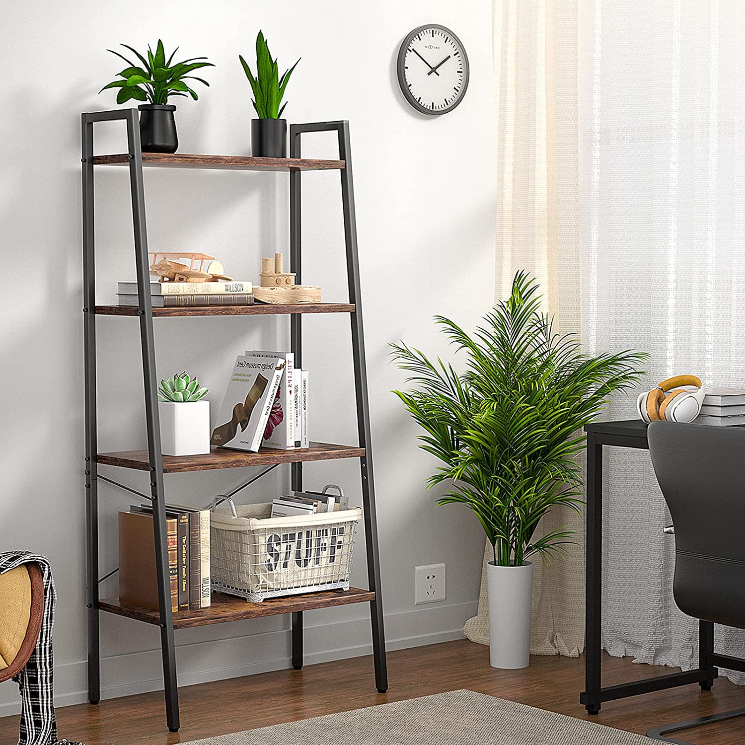 Bookshelf: 4-Tier Ladder Bookshelf for Living Room