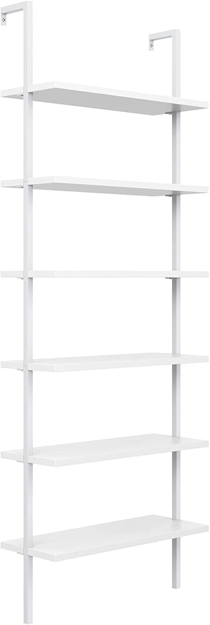 Bookshelf: 5-Shelf Oak Wood Modern Bookcase, Black Metal Frame 