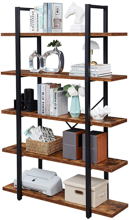 Bookshelf: 5-Shelf Open Bookcase with Metal Frame