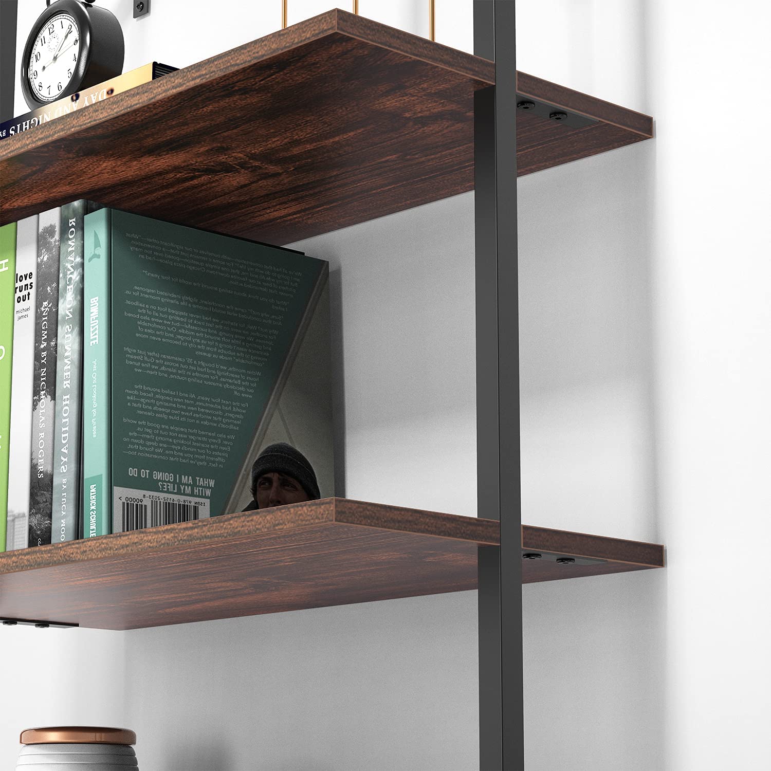 Bookshelf: 5-Tier Bookshelf with Metal Frame and Wood