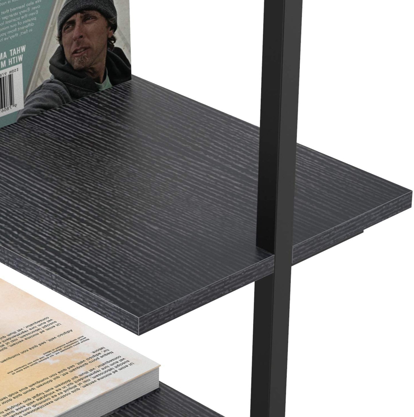 Bookshelf: 5-Tier Bookshelf with Metal Frame and Wood
