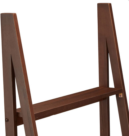 Bookshelf: 5-Tier Ladder Bookshelf Organizer with Solid Rubber Wood Frame