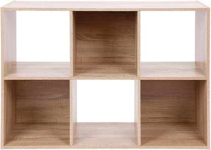 Bookshelf: 6 Tier Wooden Storage Cubes, Closet Cabinet Bookcase