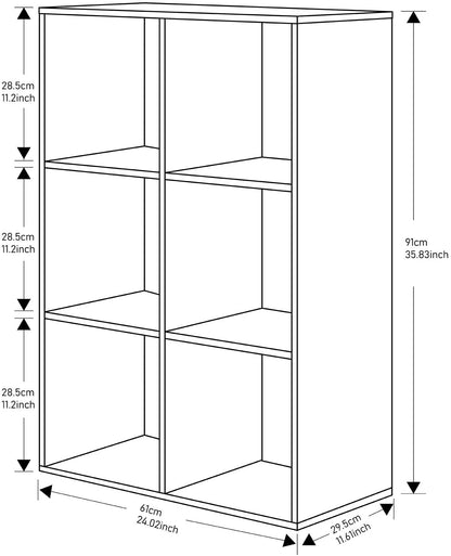 Bookshelf: 6 Tier Wooden Storage Cubes, Closet Cabinet Bookcase