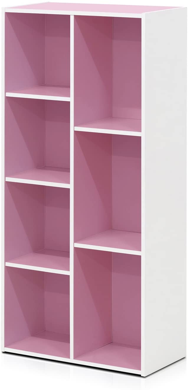 Bookshelf: 7-Cube Reversible Open Shelf, White/Pink 