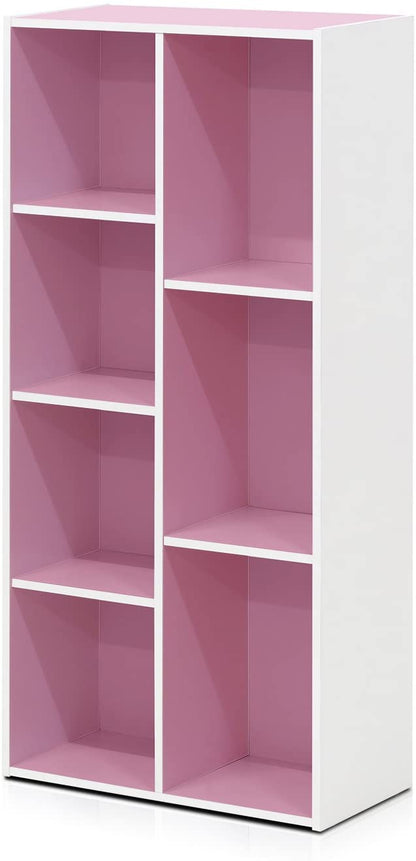 Bookshelf: 7-Cube Reversible Open Shelf, White/Pink 