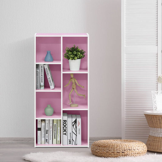 Bookshelf: 7-Cube Reversible Open Shelf, White/Pink 