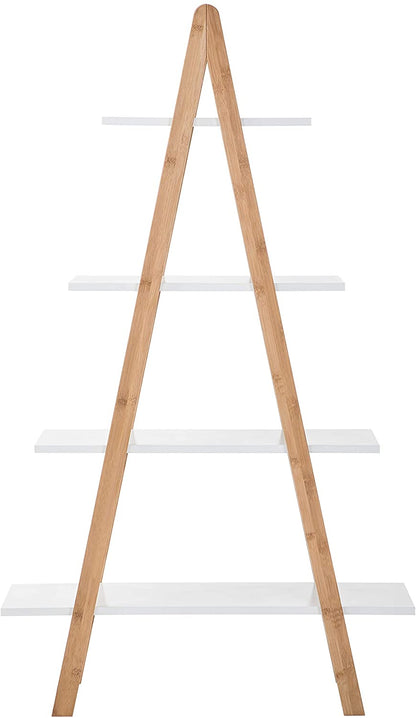 Bookshelf: Natural Bamboo and MDF Shelving, 4-Tier A-Frame Bookcase 
