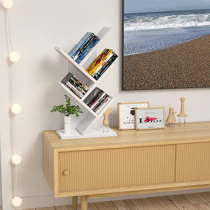 Bookshelf: Tree Bookshelf, 4-Tier Book Storage Organizer Shelves