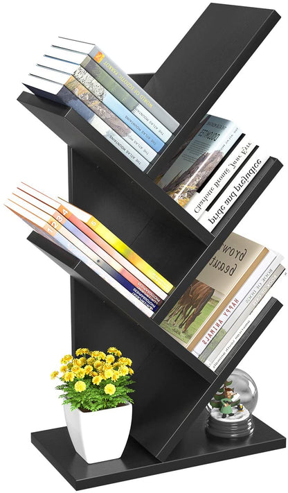 Bookshelf: Tree Bookshelf, 4-Tier Book Storage Organizer Shelves