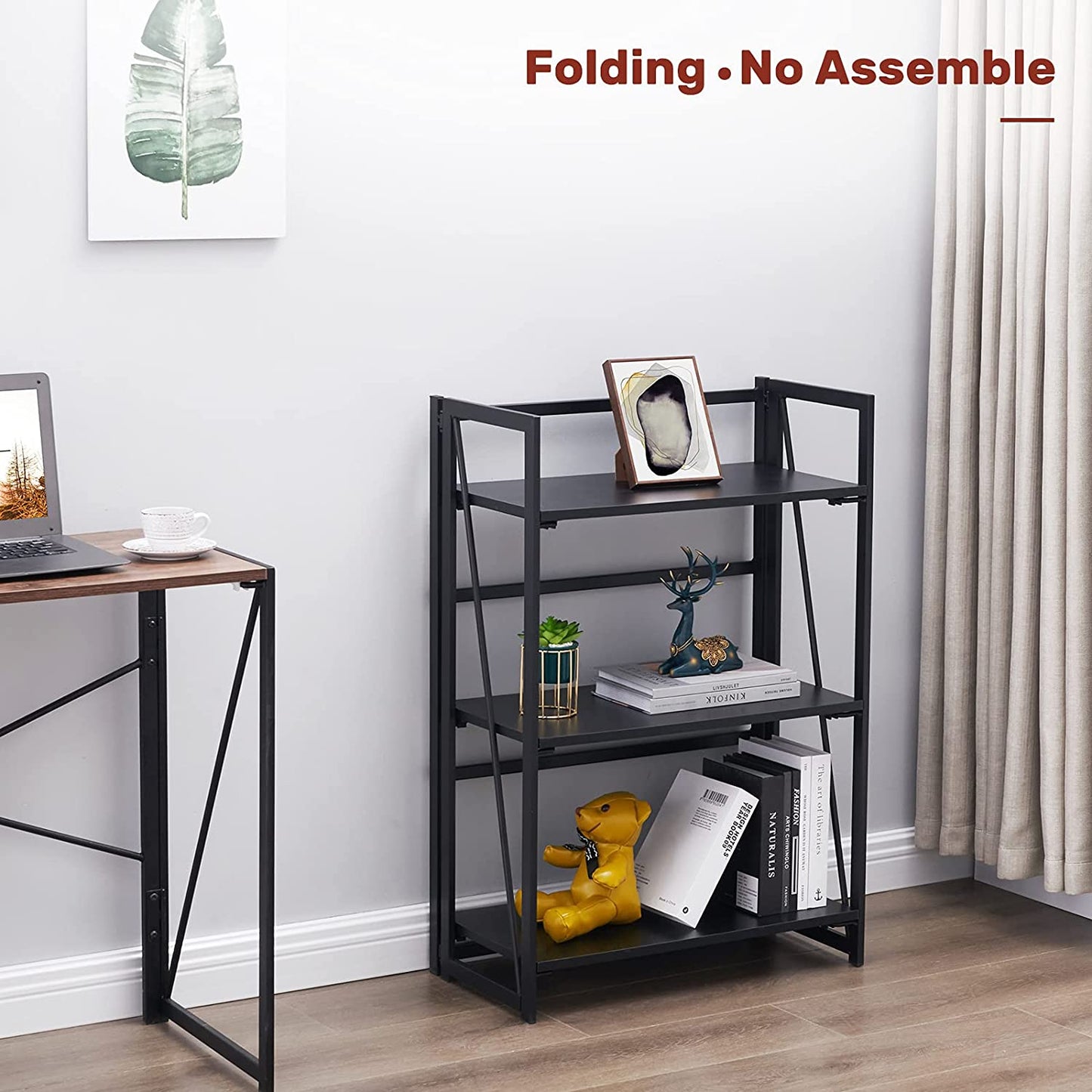 Bookshelf: Vintage 3 Tiers Rustic Metal Book Rack Organizer 