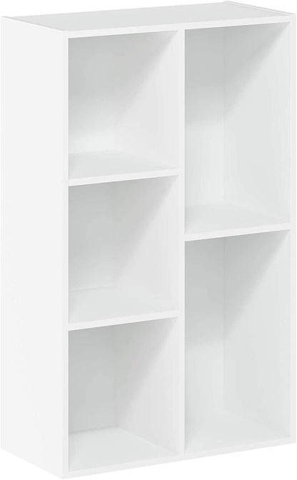 Bookshelf: White 5-Cube Open Shelf