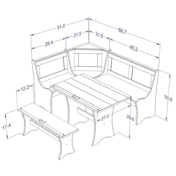 Breakfast Table: Breakfast Nook Dining Set