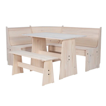 Breakfast Table: Pine Solid Wood Breakfast Nook Dining Set