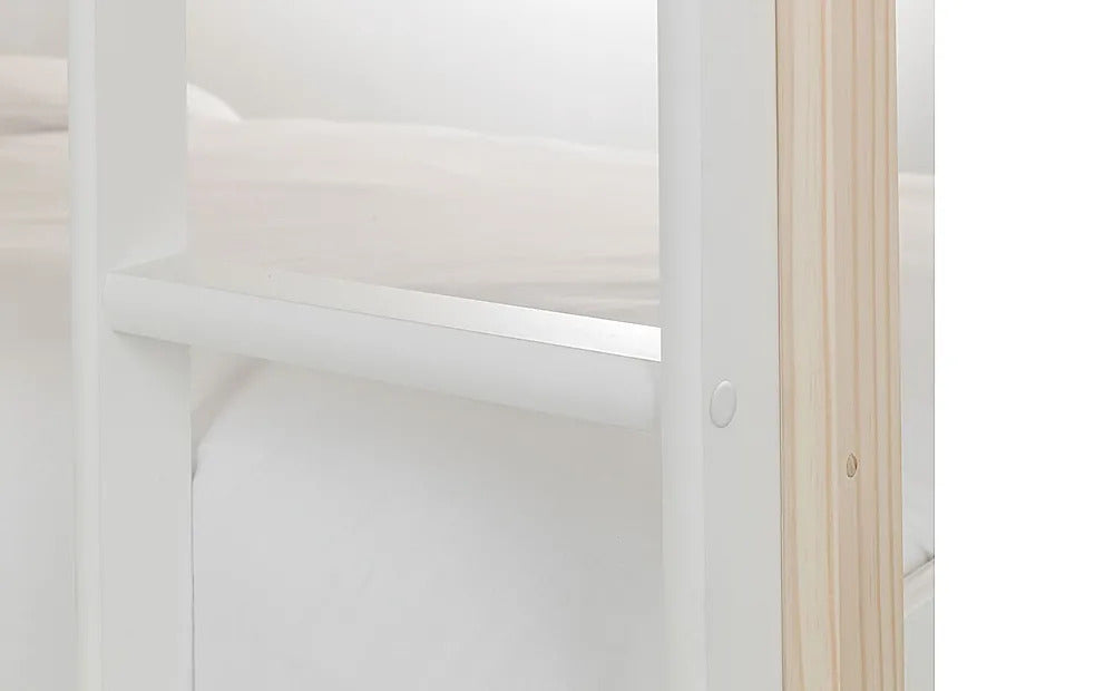 Bunk Bed: White & Pine Single Bunk Bed 