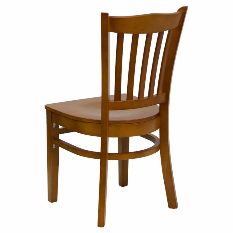 Cafe Chair: 17.75 in. Cherry Vertical Slat Back Restaurant Chair