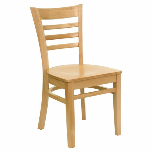 Cafe Chair: 17.75 in. Wood Ladder Back Restaurant Chair