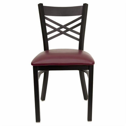 Cafe Chair: 19.5 in. Black Metal and Viny Restaurant Chair