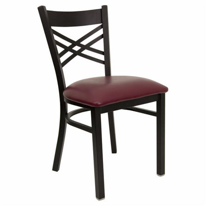 Cafe Chair: 19.5 in. Black Metal and Viny Restaurant Chair