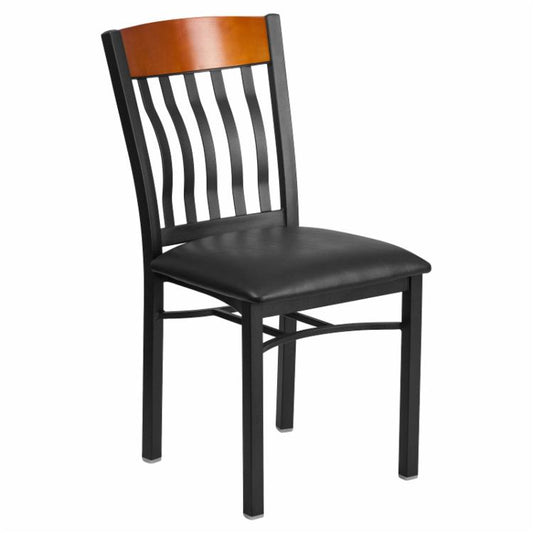 Cafe Chair: 19.5 in. Metal and Wood Restaurant Chair