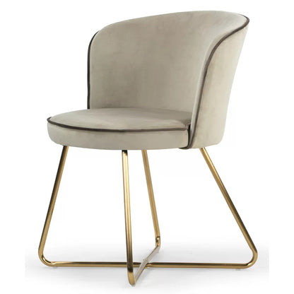 Cafe Chair: Beige Velvet Metal Wingback, Restaurant Chair 