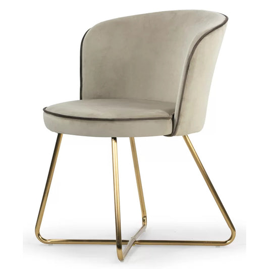 Cafe Chair: Beige Velvet Metal Wingback, Restaurant Chair 