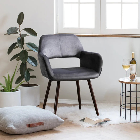 Cafe Chair: Black Velvet Arm Chair, Restaurant Chair (Set of 2)