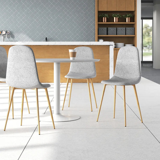 Cafe Chair: Grey Linen Side Restaurant Chair (Set of 4)