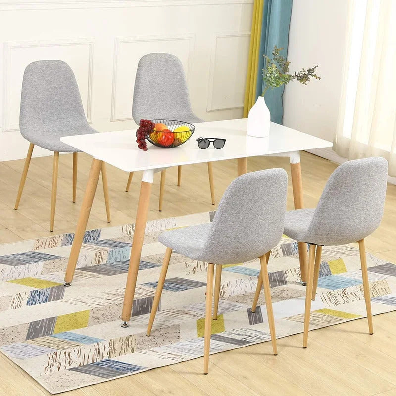 Cafe Chair: Grey Linen Side Restaurant Chair (Set of 4)
