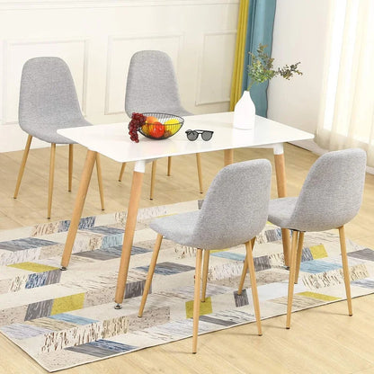 Cafe Chair: Grey Linen Side Restaurant Chair (Set of 4)