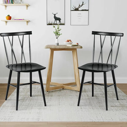Cafe Chair: Metal Slat Back Restaurant Chair (Set of 2)