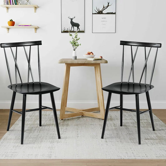 Cafe Chair: Metal Slat Back Restaurant Chair (Set of 2)