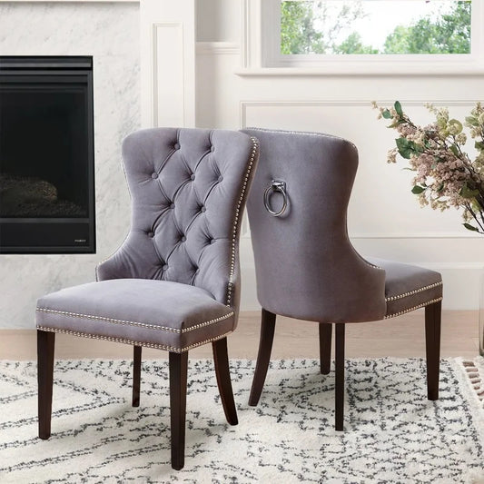 Cafe Chair: Tufted Velvet Wingback (Set of 2)