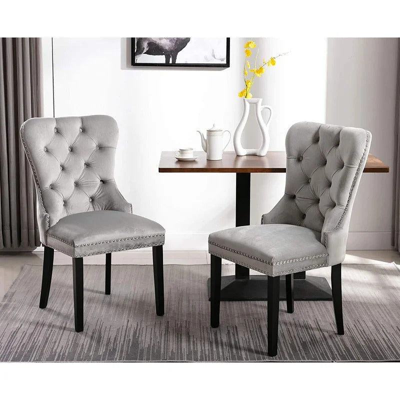 Cafe Chair: Tufted Velvet Wingback (Set of 2)