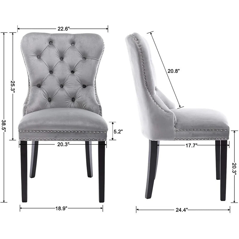 Cafe Chair: Tufted Velvet Wingback (Set of 2)