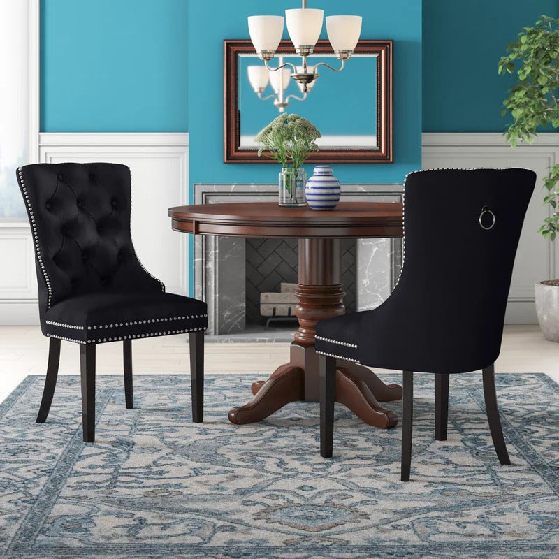 Cafe Chair: Tufted Velvet Wingback (Set of 2)