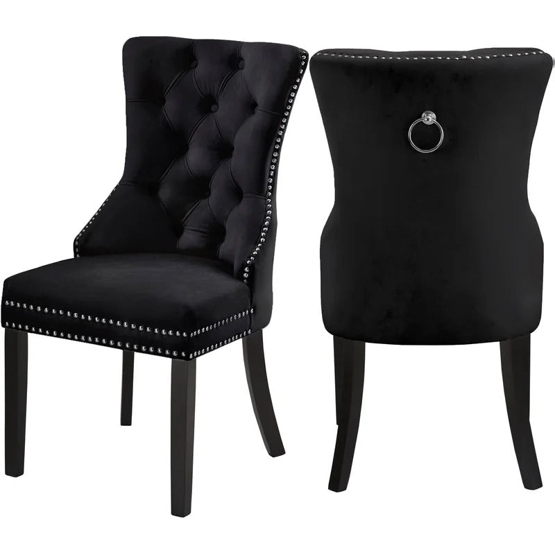 Cafe Chair: Tufted Velvet Wingback (Set of 2)