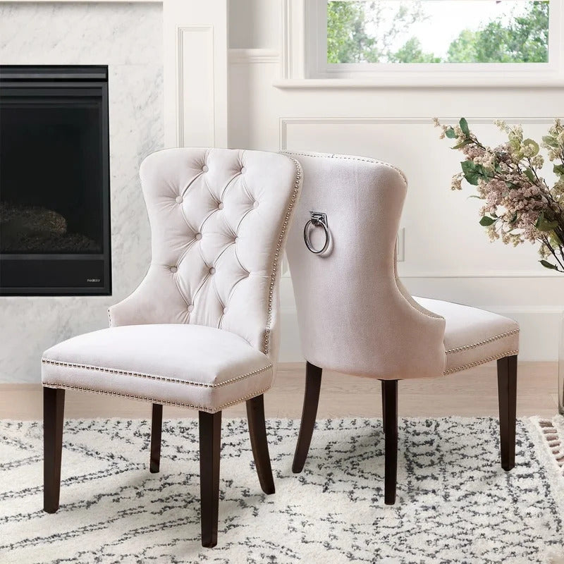 Cafe Chair: Tufted Velvet Wingback (Set of 2)