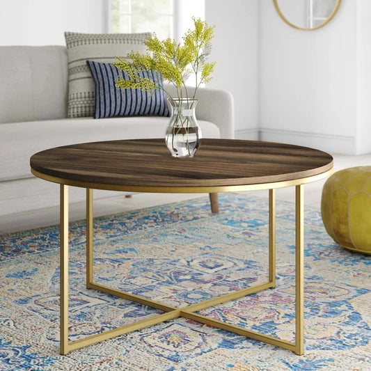 Center Table: 36" Cross Legs Round Coffee Table