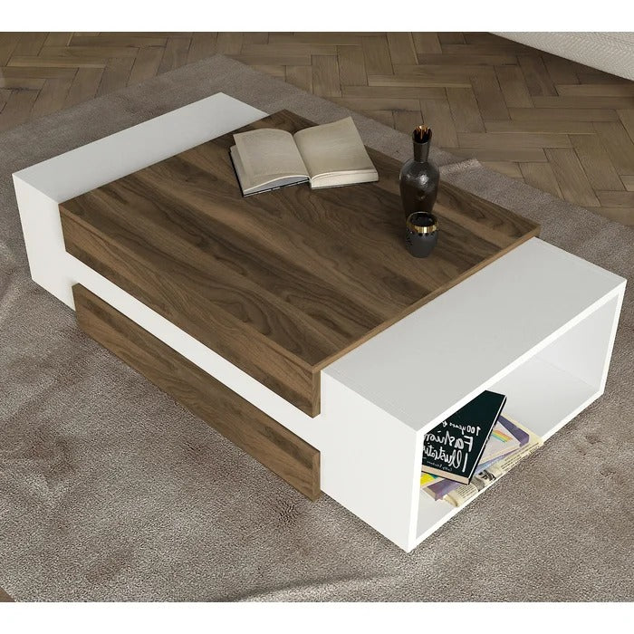 Center Table: Floor Shelf Coffee Table with Storage