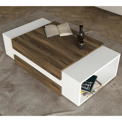 Center Table: Floor Shelf Coffee Table with Storage