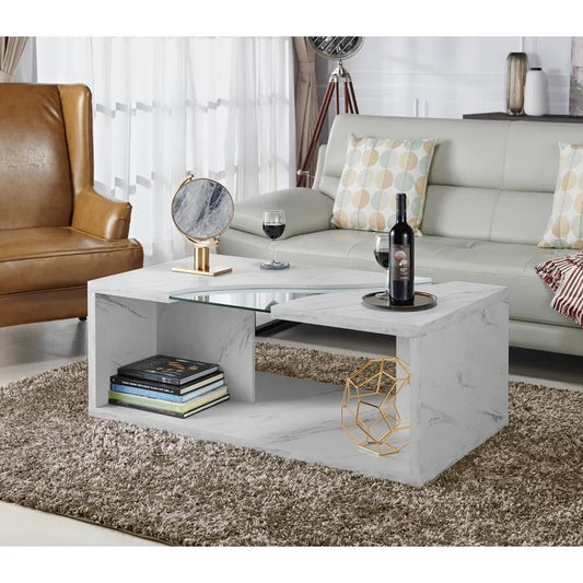 Center Table: Floor Shelf Coffee Table with Storage