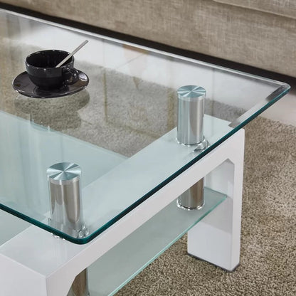 Center Table: Glass Top Coffee Table