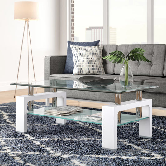 Center Table: Glass Top Coffee Table
