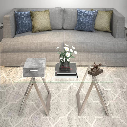 Center Table: Glass Top Coffee Table