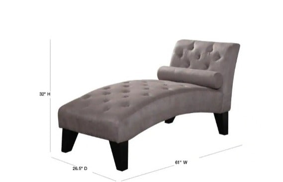 Chaise Lounge: Contemporary Chaise Lounge Chair - Indoor Living Room Microfiber Lounger - Tufted Back and Seat